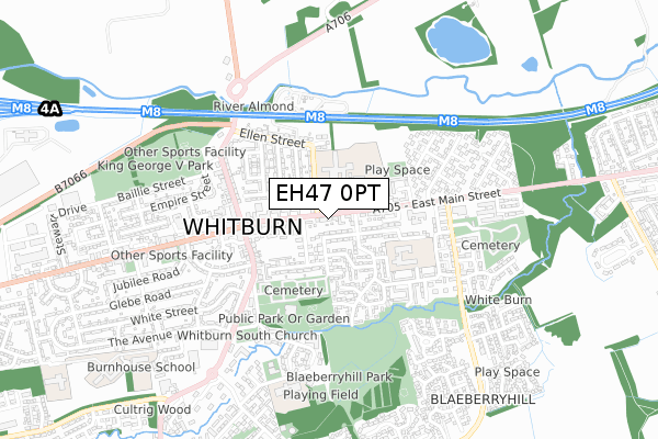 EH47 0PT map - small scale - OS Open Zoomstack (Ordnance Survey)