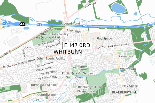 EH47 0RD map - small scale - OS Open Zoomstack (Ordnance Survey)