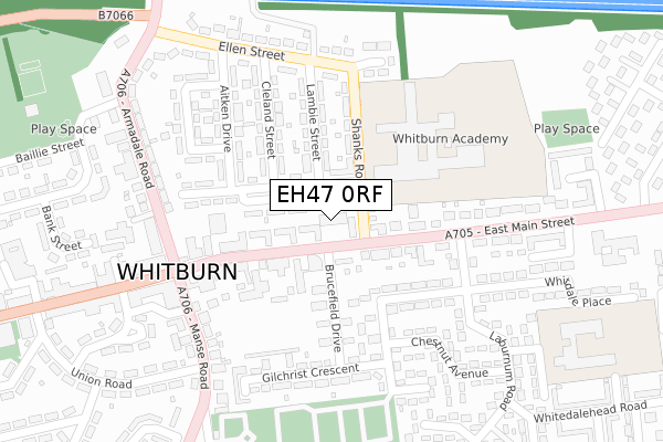 EH47 0RF map - large scale - OS Open Zoomstack (Ordnance Survey)