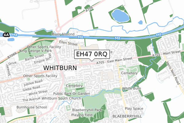 EH47 0RQ map - small scale - OS Open Zoomstack (Ordnance Survey)