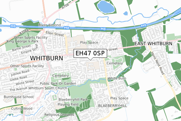 EH47 0SP map - small scale - OS Open Zoomstack (Ordnance Survey)