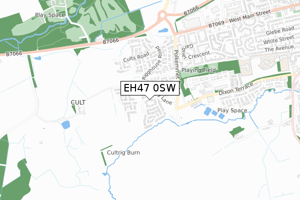 EH47 0SW map - small scale - OS Open Zoomstack (Ordnance Survey)