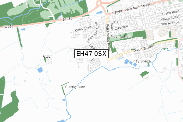 EH47 0SX map - small scale - OS Open Zoomstack (Ordnance Survey)