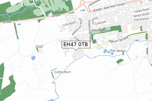 EH47 0TB map - small scale - OS Open Zoomstack (Ordnance Survey)