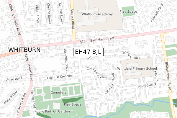 EH47 8JL map - large scale - OS Open Zoomstack (Ordnance Survey)