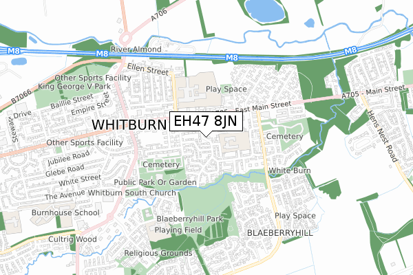 EH47 8JN map - small scale - OS Open Zoomstack (Ordnance Survey)