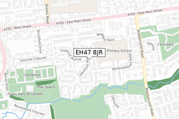 EH47 8JR map - large scale - OS Open Zoomstack (Ordnance Survey)