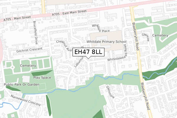 EH47 8LL map - large scale - OS Open Zoomstack (Ordnance Survey)