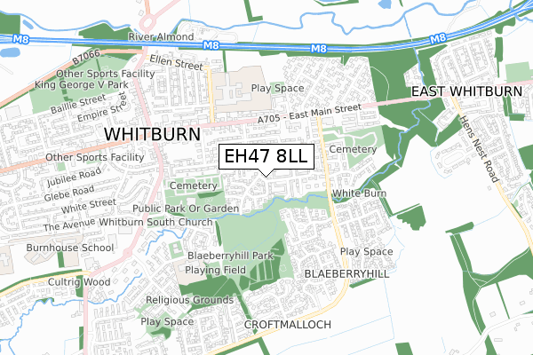 EH47 8LL map - small scale - OS Open Zoomstack (Ordnance Survey)