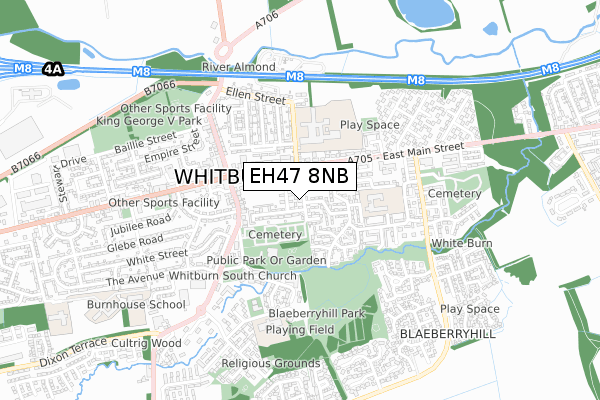 EH47 8NB map - small scale - OS Open Zoomstack (Ordnance Survey)