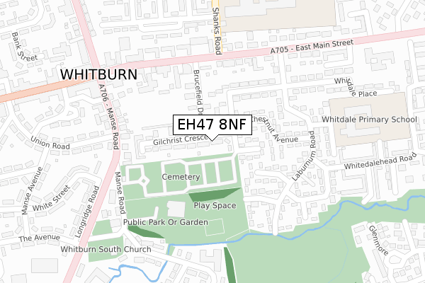 EH47 8NF map - large scale - OS Open Zoomstack (Ordnance Survey)