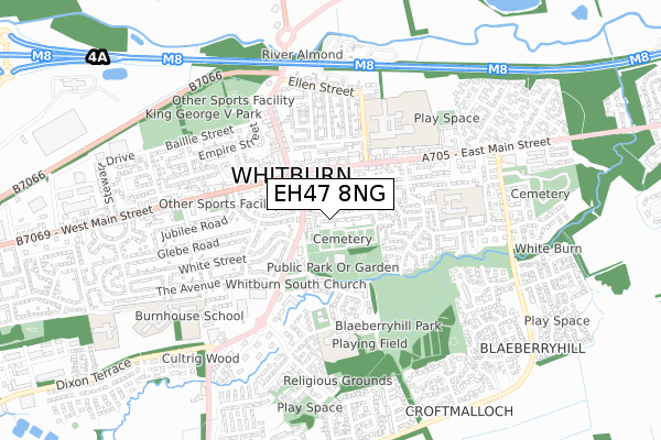 EH47 8NG map - small scale - OS Open Zoomstack (Ordnance Survey)