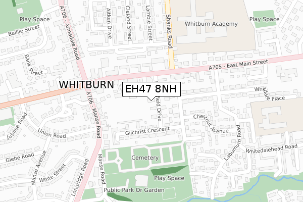 EH47 8NH map - large scale - OS Open Zoomstack (Ordnance Survey)