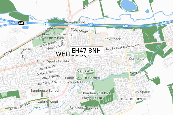 EH47 8NH map - small scale - OS Open Zoomstack (Ordnance Survey)