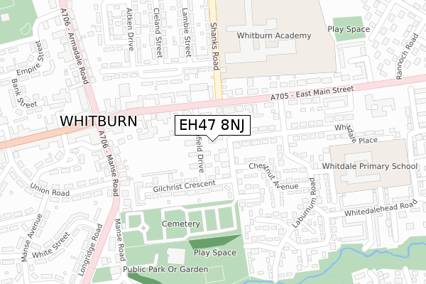 EH47 8NJ map - large scale - OS Open Zoomstack (Ordnance Survey)