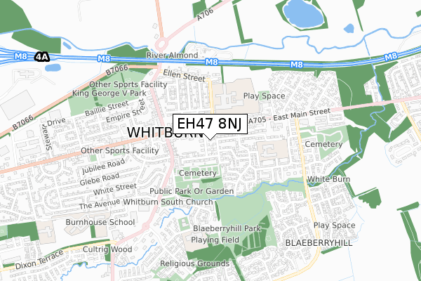 EH47 8NJ map - small scale - OS Open Zoomstack (Ordnance Survey)