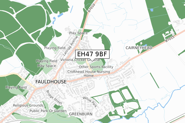 EH47 9BF map - small scale - OS Open Zoomstack (Ordnance Survey)