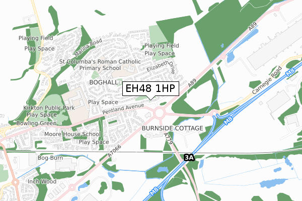 EH48 1HP map - small scale - OS Open Zoomstack (Ordnance Survey)