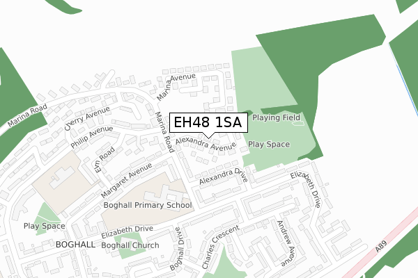 EH48 1SA map - large scale - OS Open Zoomstack (Ordnance Survey)