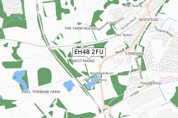 EH48 2FU map - small scale - OS Open Zoomstack (Ordnance Survey)