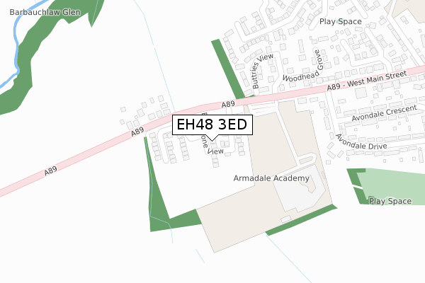 EH48 3ED map - large scale - OS Open Zoomstack (Ordnance Survey)