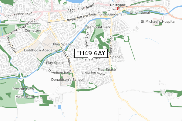 EH49 6AY map - small scale - OS Open Zoomstack (Ordnance Survey)