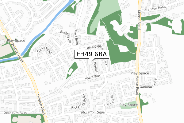 EH49 6BA map - large scale - OS Open Zoomstack (Ordnance Survey)