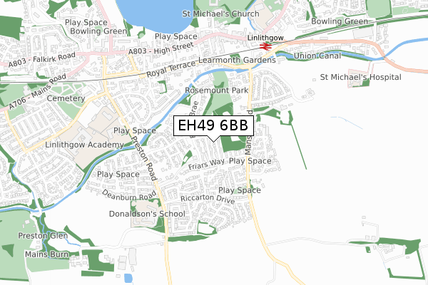 EH49 6BB map - small scale - OS Open Zoomstack (Ordnance Survey)