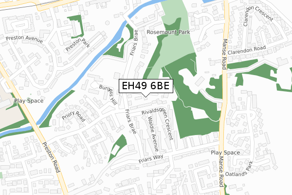 EH49 6BE map - large scale - OS Open Zoomstack (Ordnance Survey)