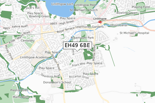 EH49 6BE map - small scale - OS Open Zoomstack (Ordnance Survey)