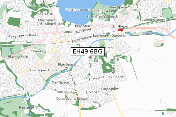 EH49 6BG map - small scale - OS Open Zoomstack (Ordnance Survey)