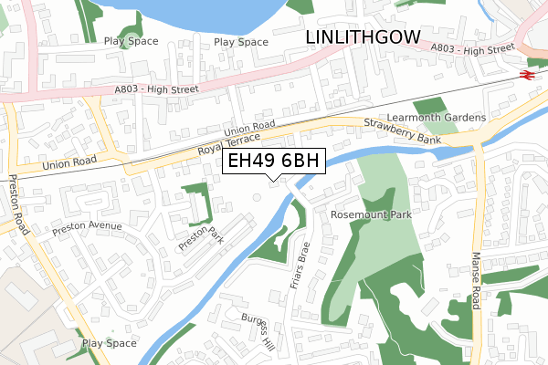 EH49 6BH map - large scale - OS Open Zoomstack (Ordnance Survey)