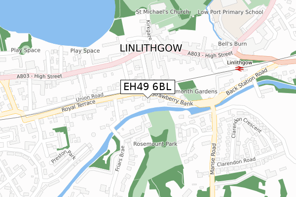 EH49 6BL map - large scale - OS Open Zoomstack (Ordnance Survey)