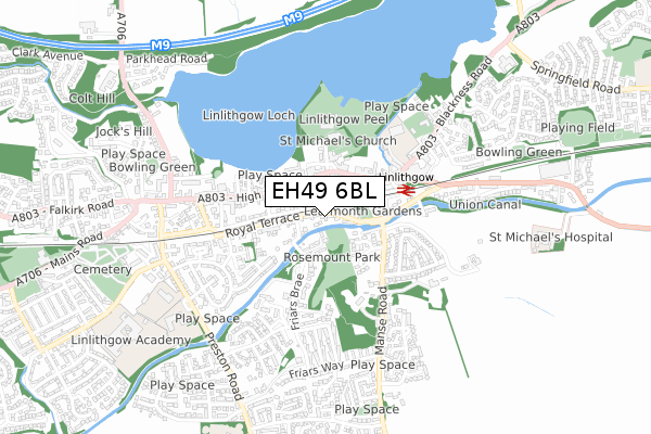 EH49 6BL map - small scale - OS Open Zoomstack (Ordnance Survey)