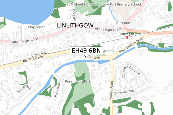 EH49 6BN map - large scale - OS Open Zoomstack (Ordnance Survey)