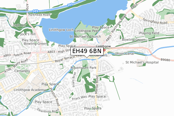 EH49 6BN map - small scale - OS Open Zoomstack (Ordnance Survey)