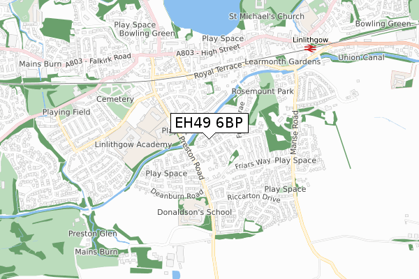 EH49 6BP map - small scale - OS Open Zoomstack (Ordnance Survey)