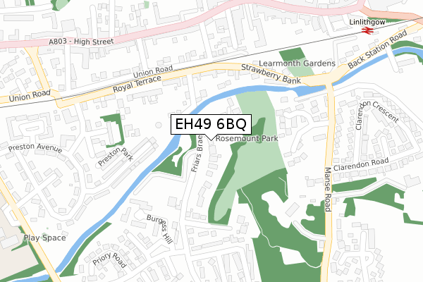 EH49 6BQ map - large scale - OS Open Zoomstack (Ordnance Survey)