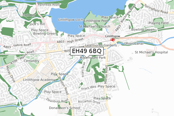 EH49 6BQ map - small scale - OS Open Zoomstack (Ordnance Survey)