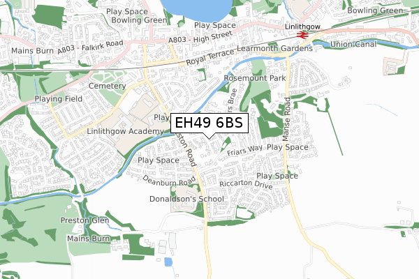 EH49 6BS map - small scale - OS Open Zoomstack (Ordnance Survey)