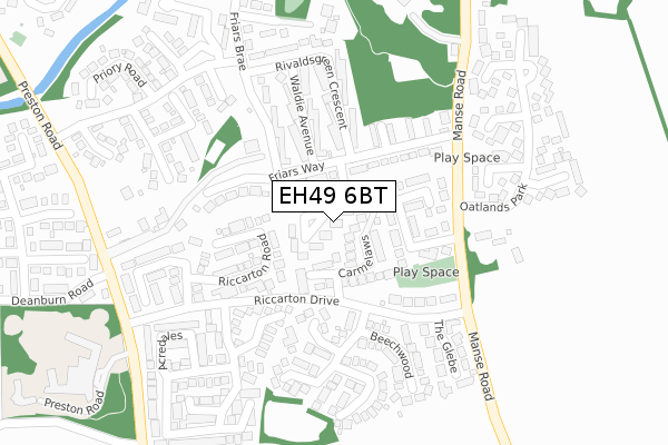 EH49 6BT map - large scale - OS Open Zoomstack (Ordnance Survey)