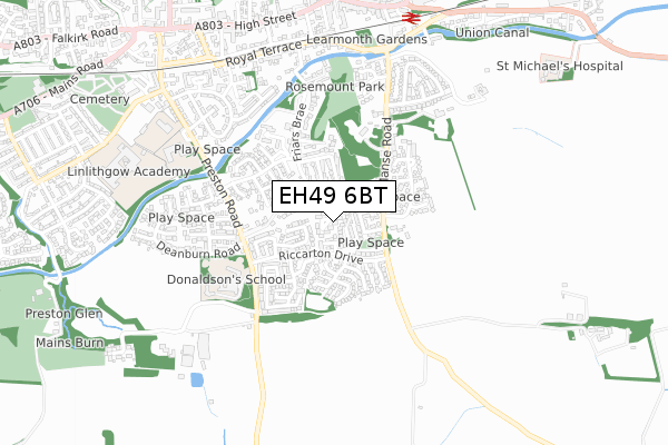 EH49 6BT map - small scale - OS Open Zoomstack (Ordnance Survey)