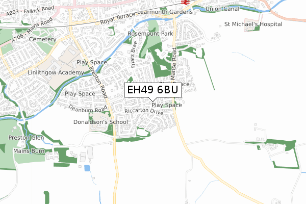 EH49 6BU map - small scale - OS Open Zoomstack (Ordnance Survey)