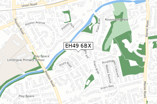 EH49 6BX map - large scale - OS Open Zoomstack (Ordnance Survey)