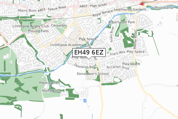 EH49 6EZ map - small scale - OS Open Zoomstack (Ordnance Survey)