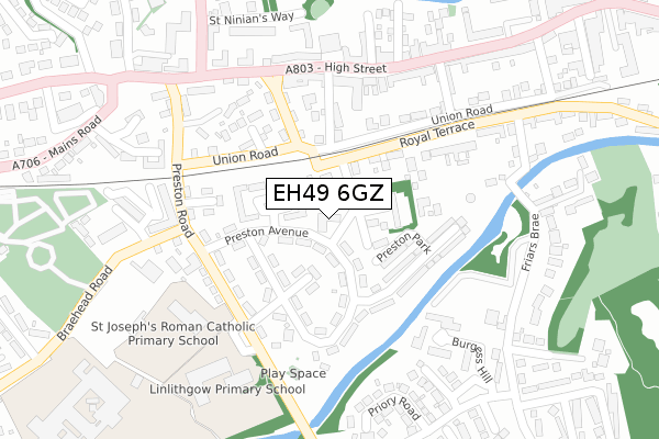 EH49 6GZ map - large scale - OS Open Zoomstack (Ordnance Survey)