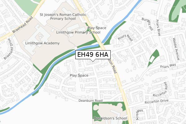 EH49 6HA map - large scale - OS Open Zoomstack (Ordnance Survey)