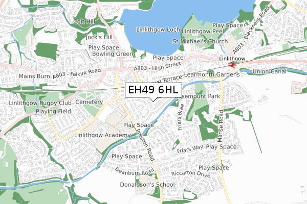 EH49 6HL map - small scale - OS Open Zoomstack (Ordnance Survey)