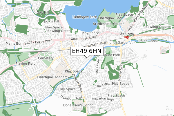 EH49 6HN map - small scale - OS Open Zoomstack (Ordnance Survey)