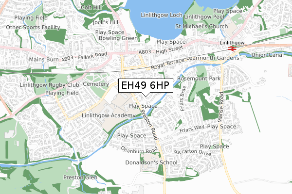 EH49 6HP map - small scale - OS Open Zoomstack (Ordnance Survey)